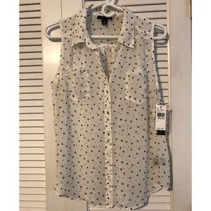 Sheer Button Down Sleeveless Top